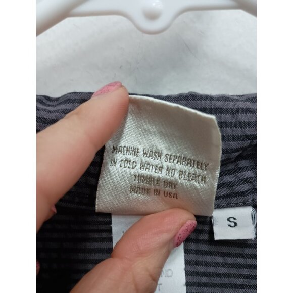 Mill Valley Womens Lagenlook Shirt Small Gray Striped Uneven Coastal Minimalist - Picture 6 of 9